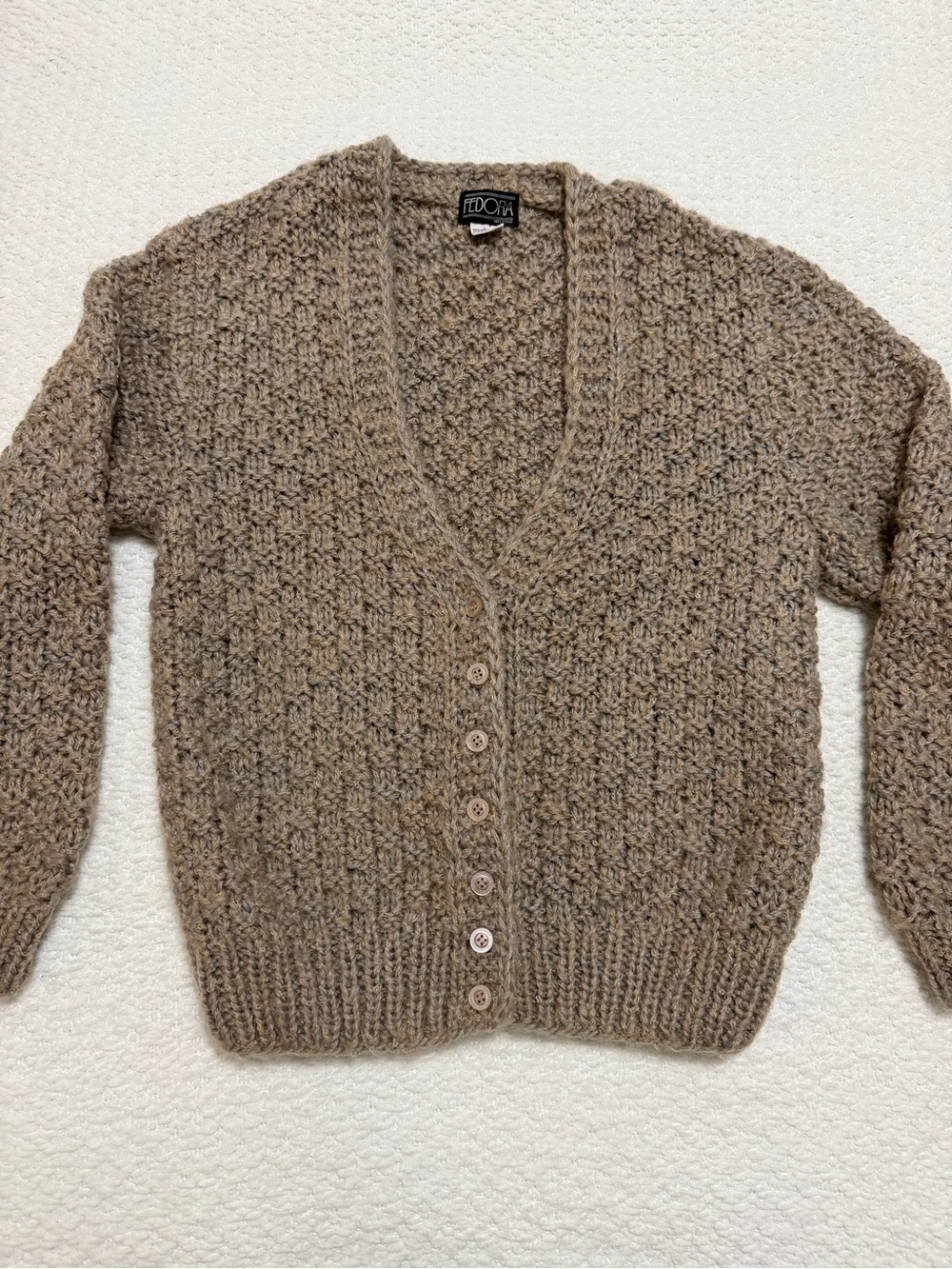 Vintage Fedora Button Up Knitted Cardigan Wool Acrylic Women’s Size Large - Picture 3 of 6